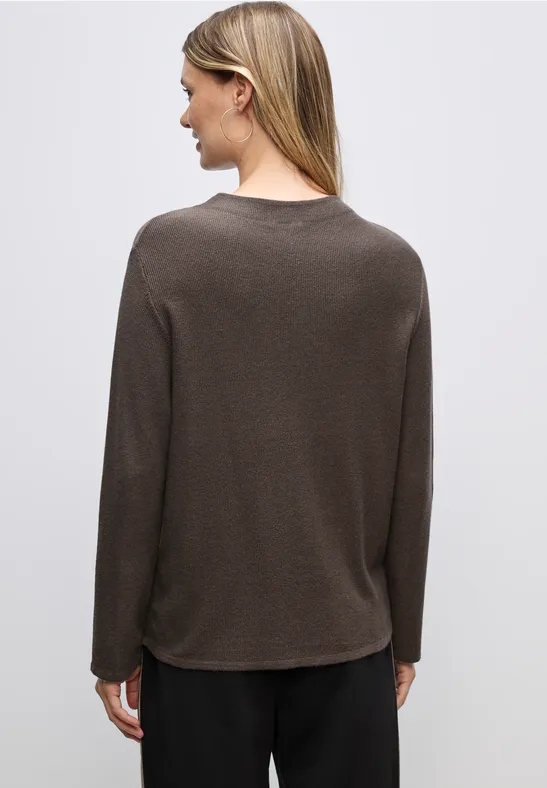 Strukturpullover dark nomad brown mel.