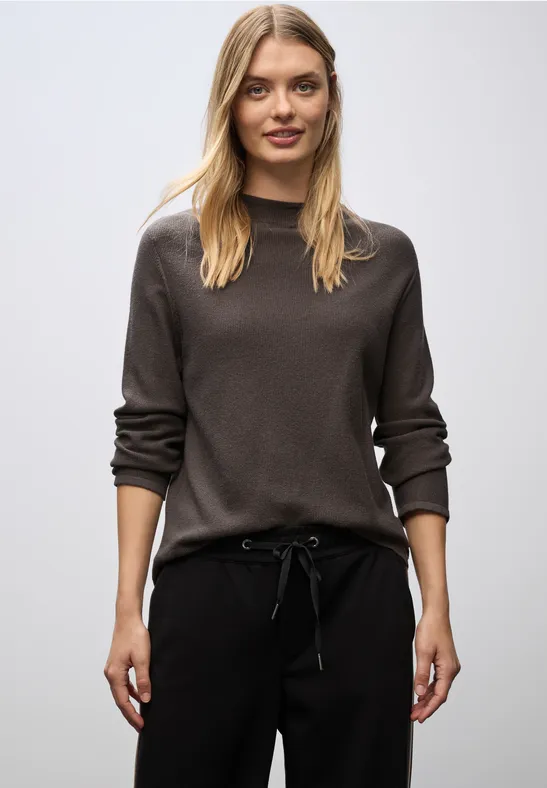 Strukturpullover dark nomad brown mel.