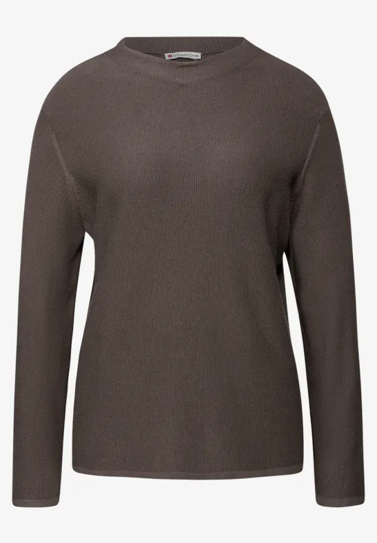 Strukturpullover dark nomad brown mel.