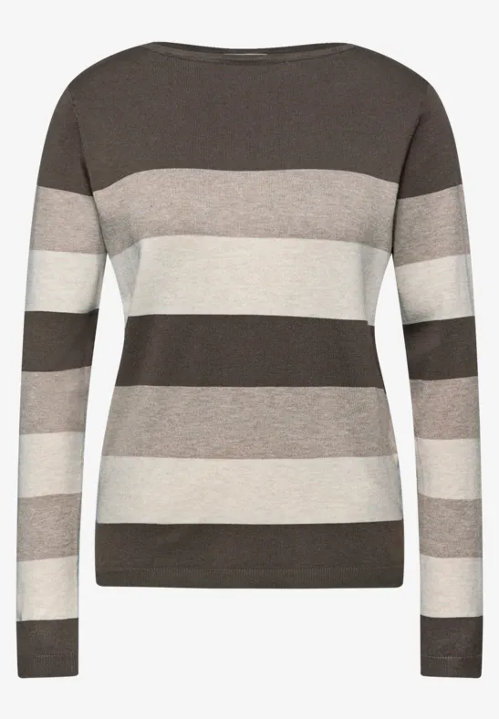 Gestreifter Pullover nomad brown mel.