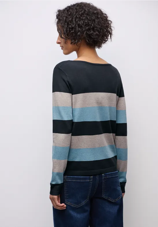 Gestreifter Pullover deepwater blue