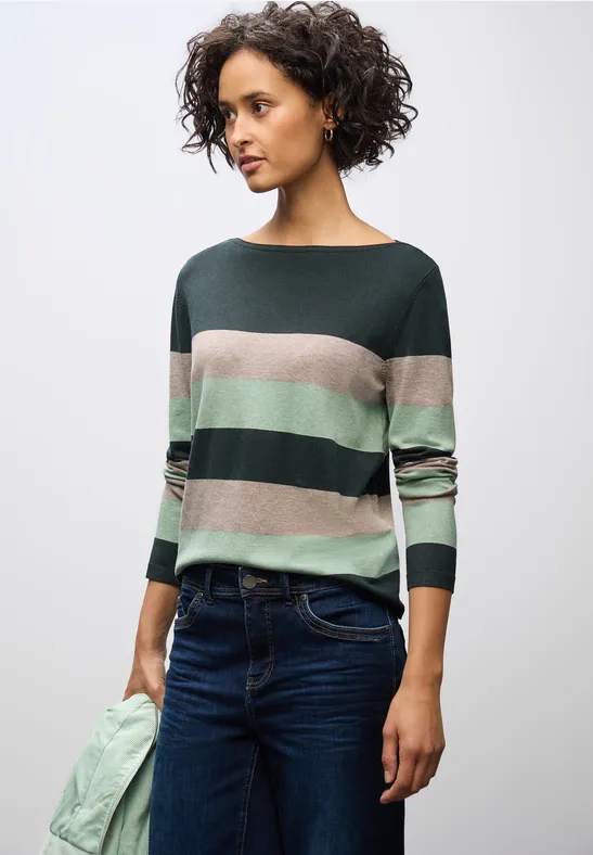 Gestreifter Pullover juniper green
