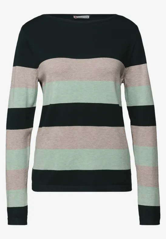 Gestreifter Pullover juniper green