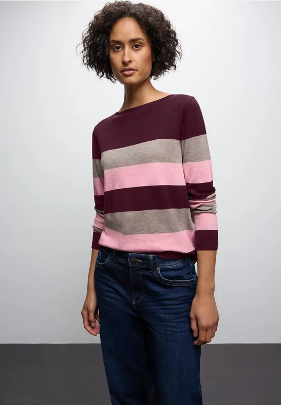 Gestreifter Pullover wildberry red