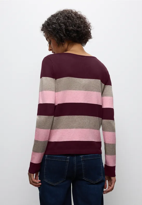 Gestreifter Pullover wildberry red