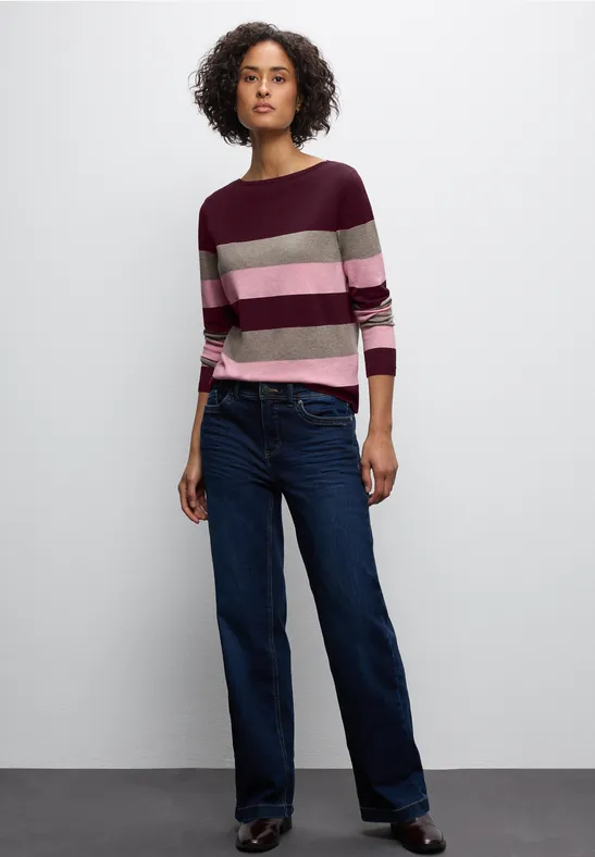 Gestreifter Pullover wildberry red
