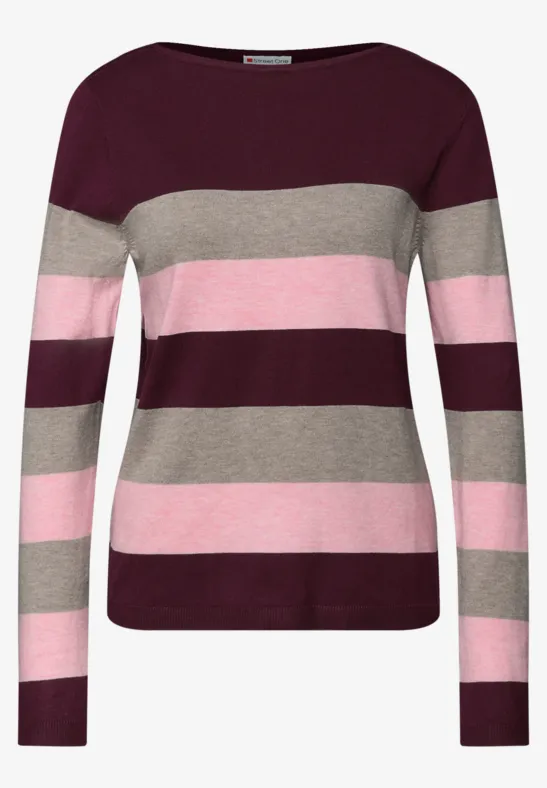 Gestreifter Pullover wildberry red