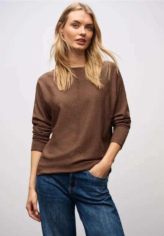 Basis Dolman-trui hazelnut brown mel.