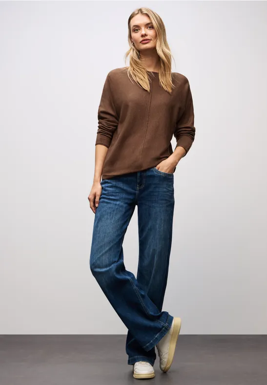 Basis Dolman-trui hazelnut brown mel.