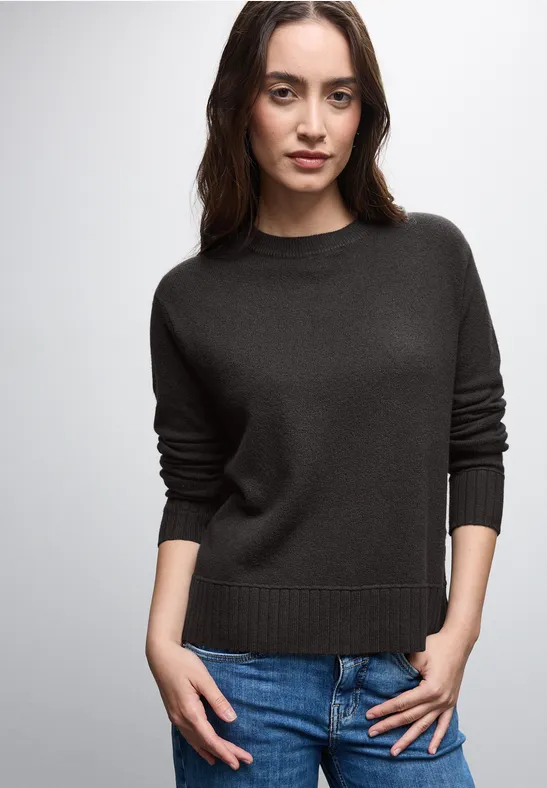 Pull à col rond darkest brown
