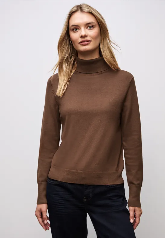 Trui met col hazelnut brown