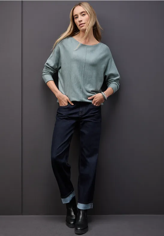 Basic Dolman Pullover nile blue mel.