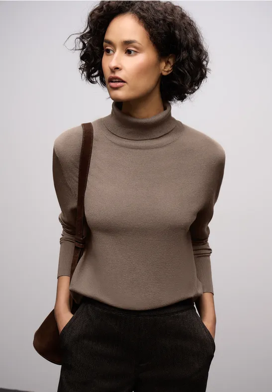 Basic Rollkragen Pullover silk brown