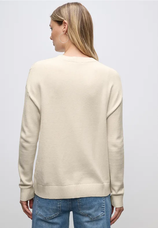 Pullover mit Zopfmuster soft beige