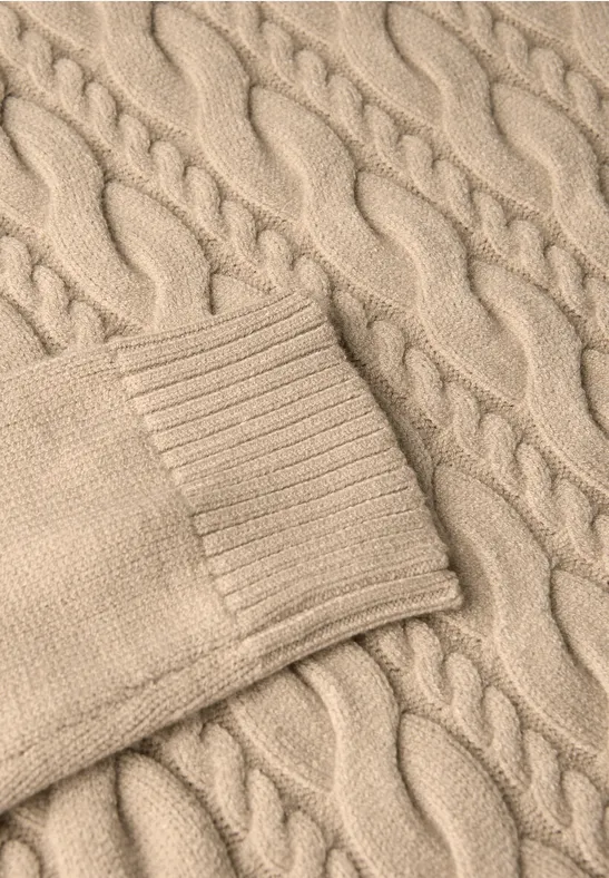 Pullover mit Zopfmuster sanded beige