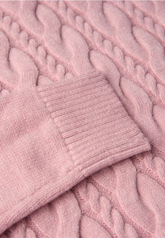 Pullover mit Zopfmuster powder pink mel.