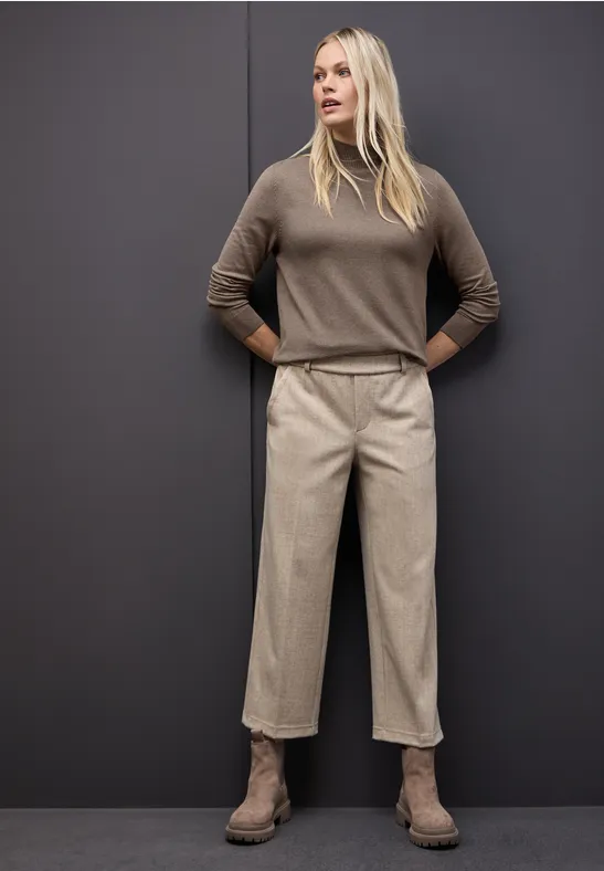Turtleneck Pullover silk brown mel.