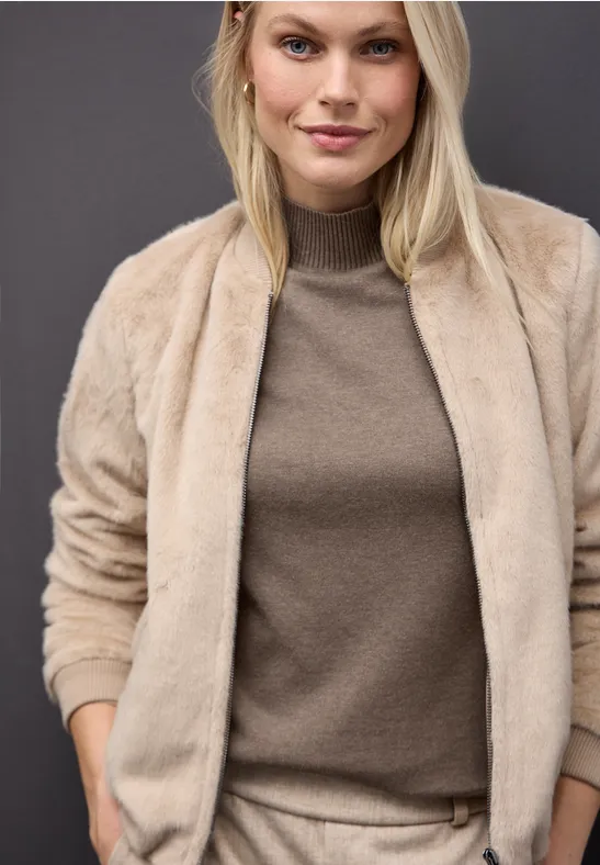 Turtleneck Pullover silk brown mel.