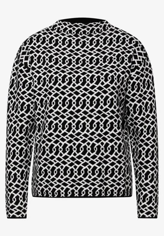 Cosy jacquard trui Black