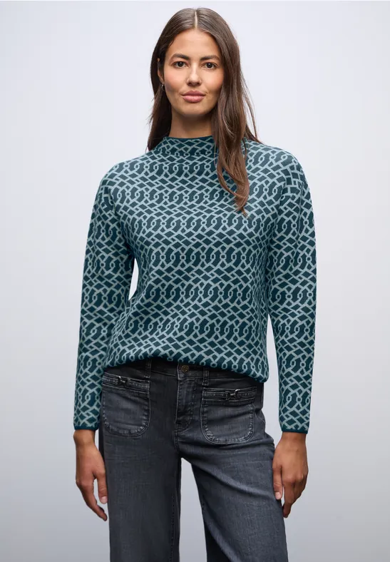 Cosy Jacquard Pullover tide blue
