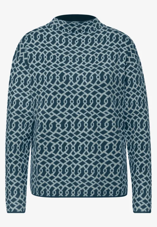 Cosy Jacquard Pullover tide blue