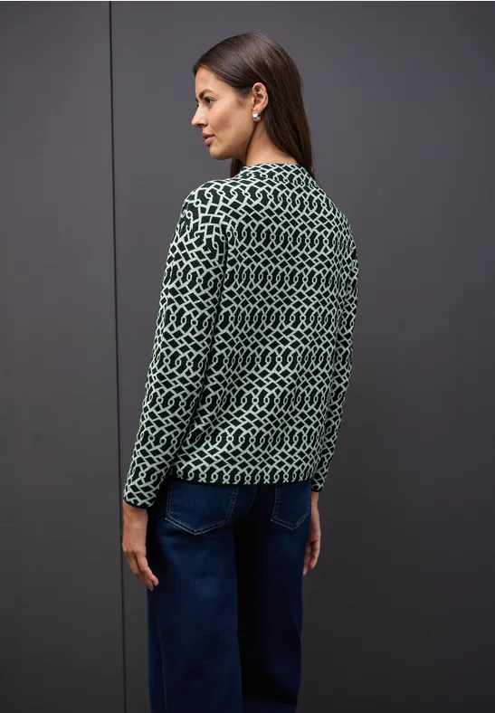 Cosy jacquard trui juniper green