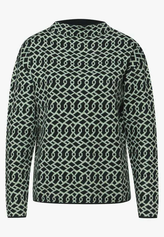 Cosy jacquard trui juniper green