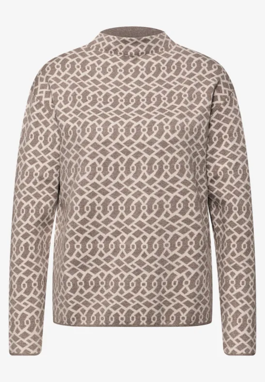 Cosy jacquard trui silk brown mel.
