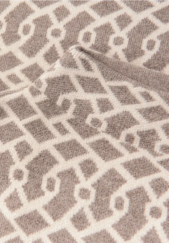 Cosy jacquard trui silk brown mel.