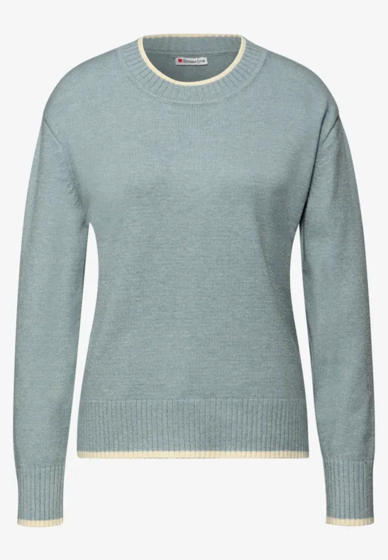 Pullover mit Kontrastdetails nile blue mel.