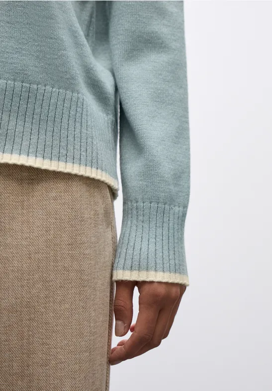 Pullover mit Kontrastdetails nile blue mel.