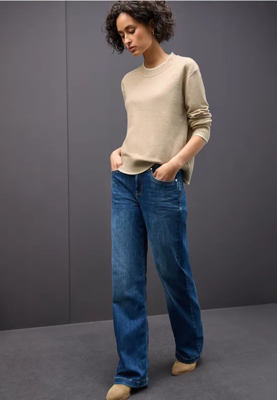 Pullover mit Kontrastdetails sanded beige mel.