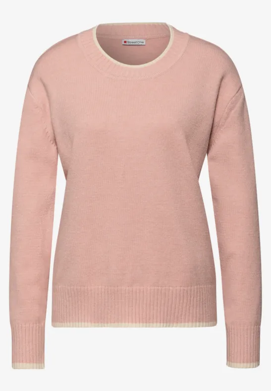 Pullover mit Kontrastdetails faded rose mel.