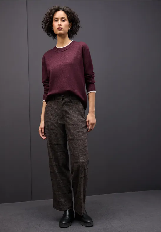 Pullover mit Kontrastdetails wildberry red mel.