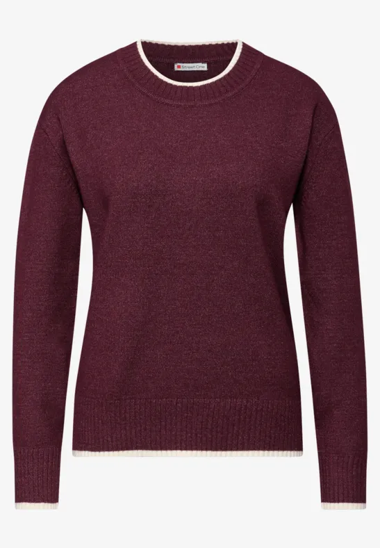 Pullover mit Kontrastdetails wildberry red mel.