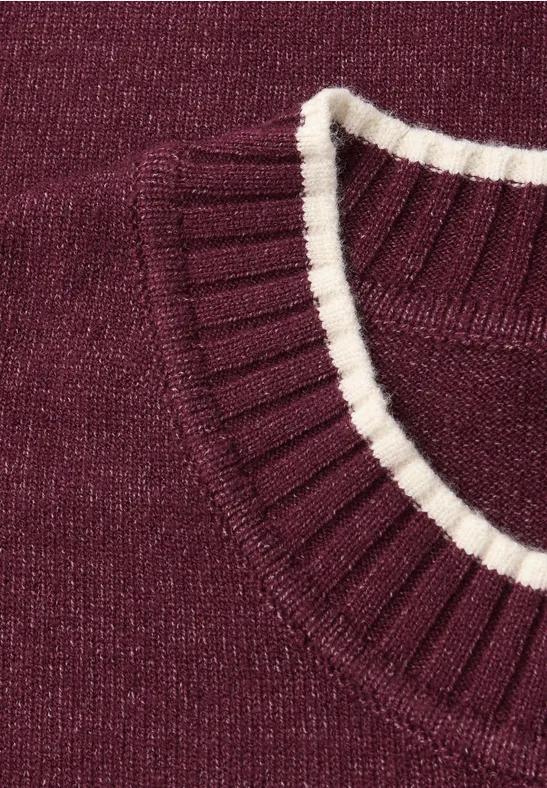 Pullover mit Kontrastdetails wildberry red mel.