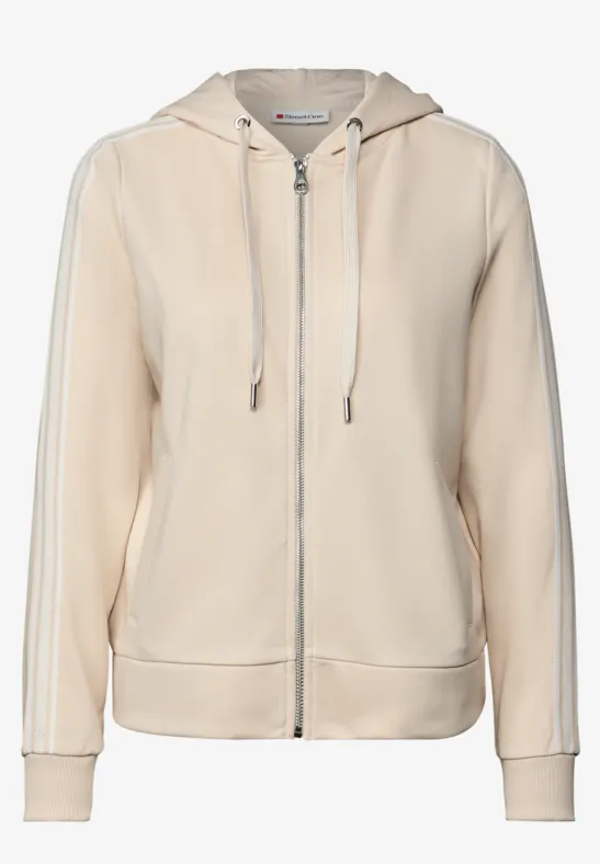 Kapuzenjacke mit Dekotape tusk cream