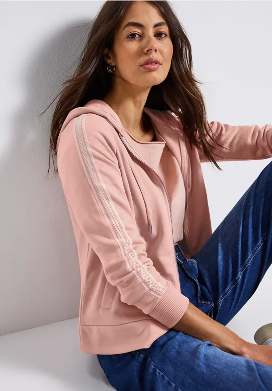 Kapuzenjacke mit Dekotape faded rose