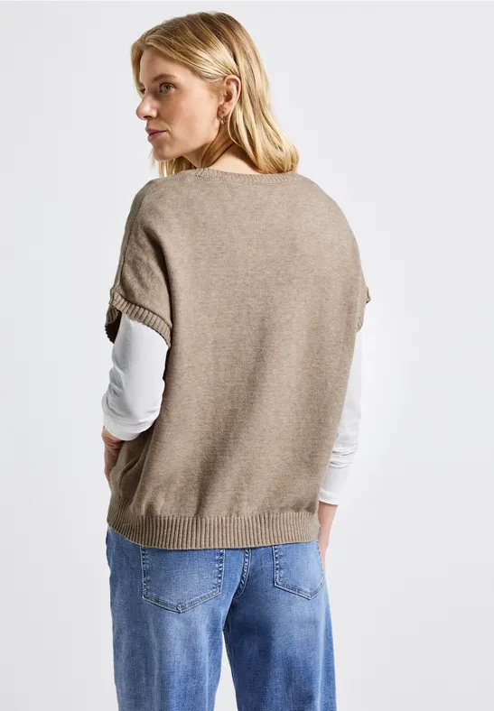 Sweat sans manches Cozy morning beige mel.