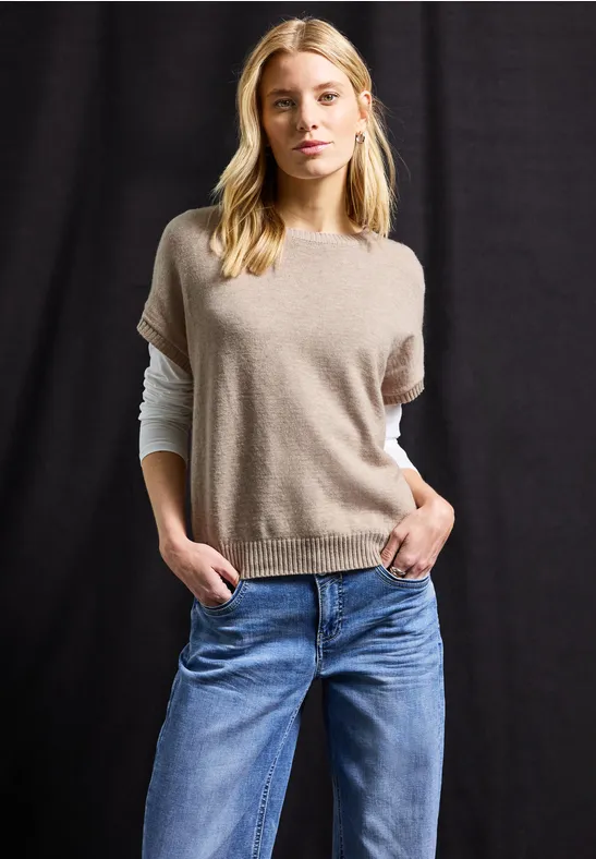 Sweat sans manches Cozy morning beige mel.