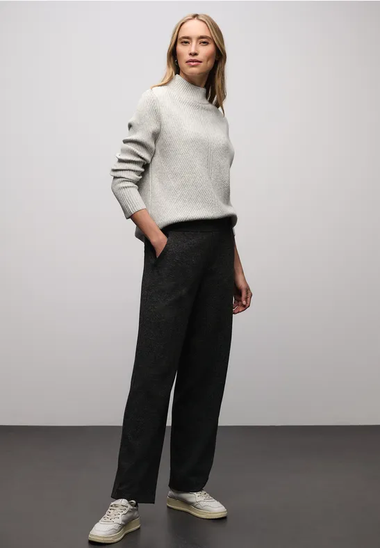 Trui met zachte structuur pelican grey mel.