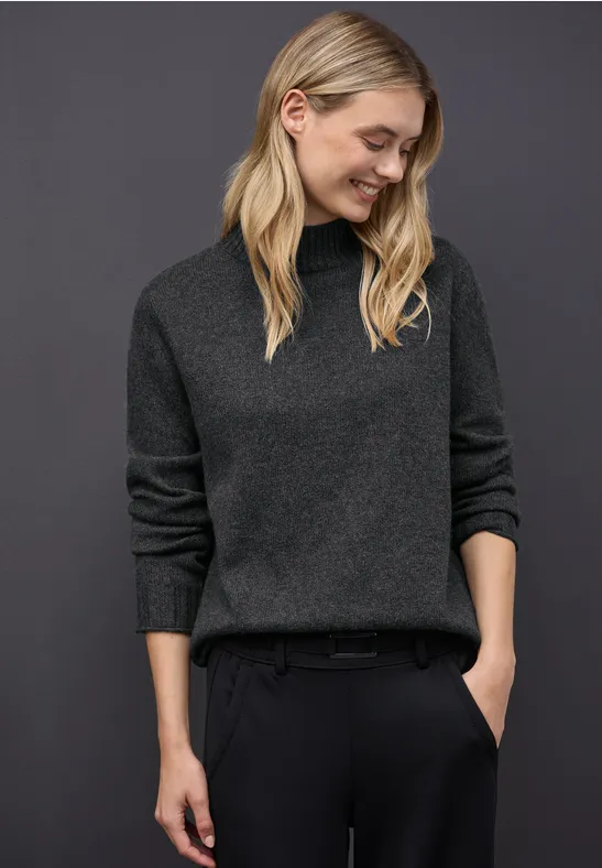 Basic Turtleneck Pullover gravel grey mel.