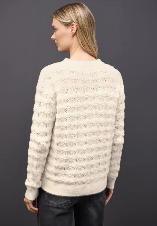 Flauschiger Strukturpullover soft beige