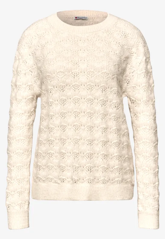 Flauschiger Strukturpullover soft beige