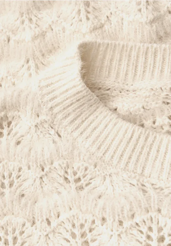 Flauschiger Strukturpullover soft beige