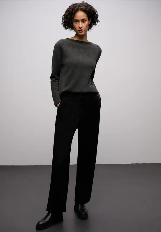 Trui met rolzoom gravel grey mel.