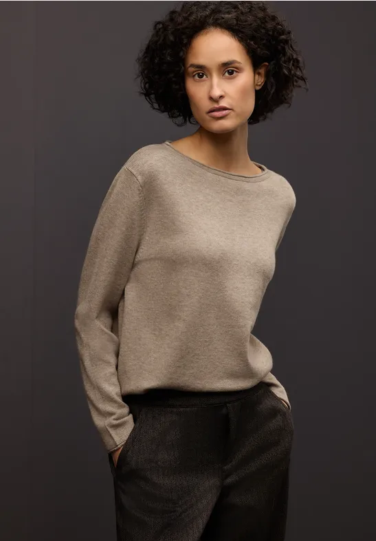 Pullover mit gerolltem Saum mocha glow mel.