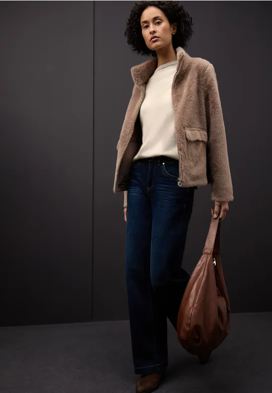 Sweter z podwiniętym dołem tusk cream mel.