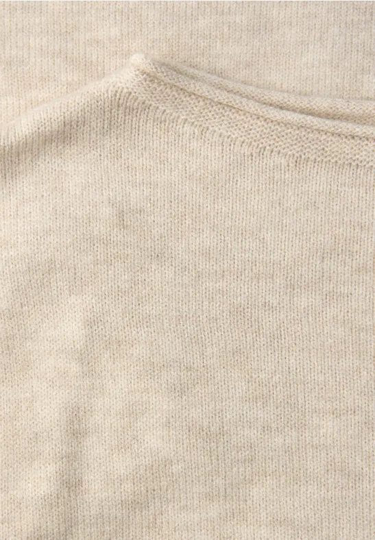 Sweter z podwiniętym dołem tusk cream mel.