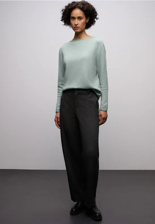 Sweter z podwiniętym dołem nile blue mel.